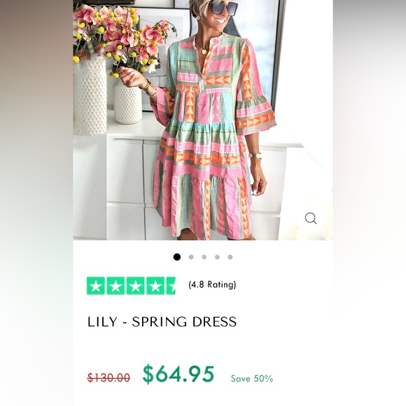 NWT PINK/BLUE PRINT SUMMER DRESS MEDIUM - Picture 5 of 11